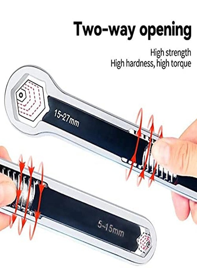 Ritmo مفتاح ربط متعدد الوظائف قابل للتعديل من ريتومو، أداة إصلاح شاملة، مفتاح سداسي من الفولاذ الكربوني، رأس مزدوج، طقم أدوات يدوية - قطعتان - Image 4